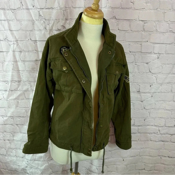 the roaster life co. military inspired olive green jacket sz XS grunge indie - Picture 1 of 12